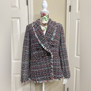 Halogen Black Multicolor Paradise Tweed blazer